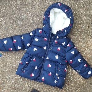 Wonder Nation Navy Blue Hearts Puffer Jacket 3T